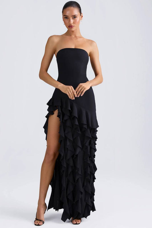 Strapless Ruffle Maxi Dress